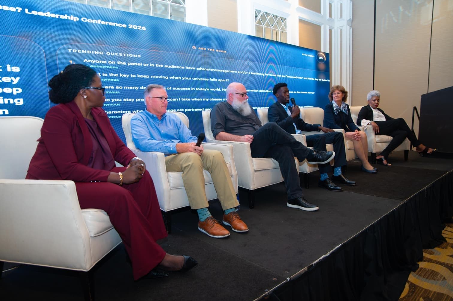 Leaders on a panel at the Why Move My Cheese? Leadership Conference 2026